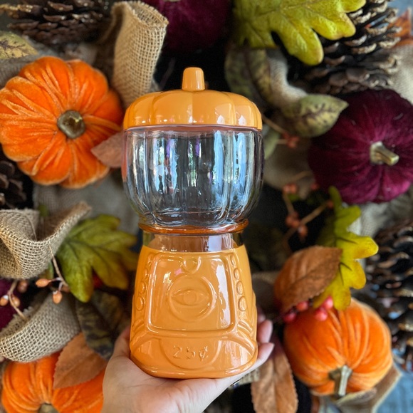 ✨NEW🎃Target Bullseye Playground Orange Pumpkin Glass Gumball Machine Jar🍭 - Picture 13 of 15